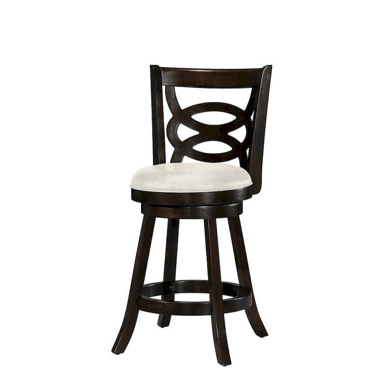 Lot de 2 tabourets de bar pivotants à hauteur de comptoir avec base en bois massif