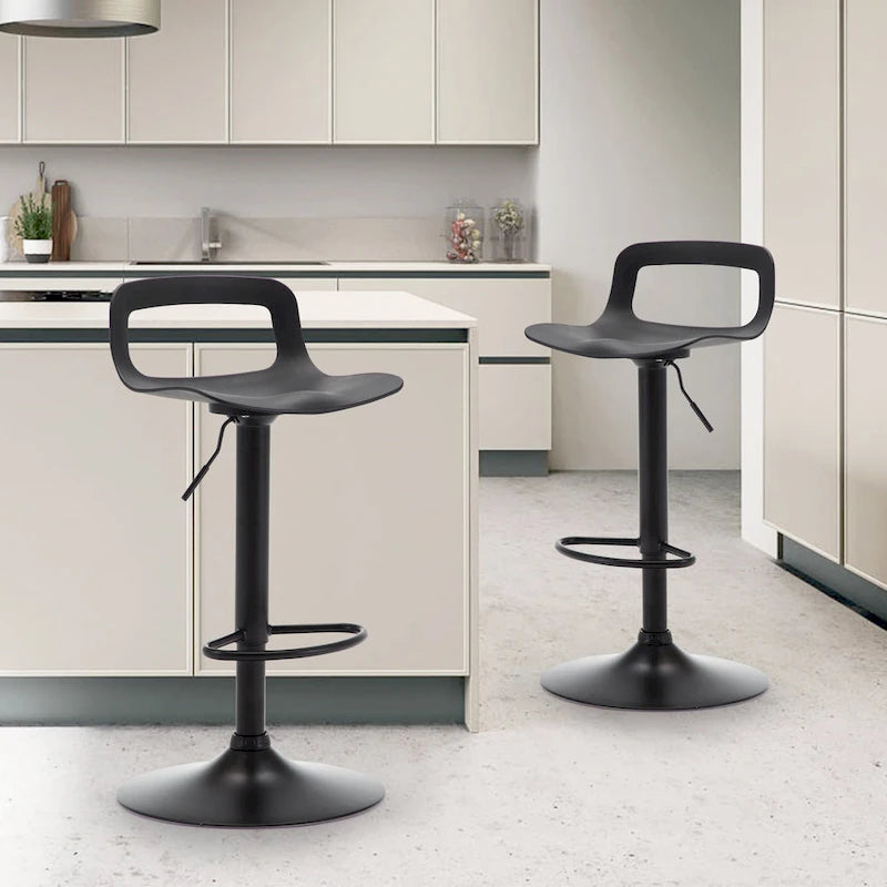Adjustable Barstools Airlift Counter Bar Pub Height Stools with Plastic Seat Set of 2