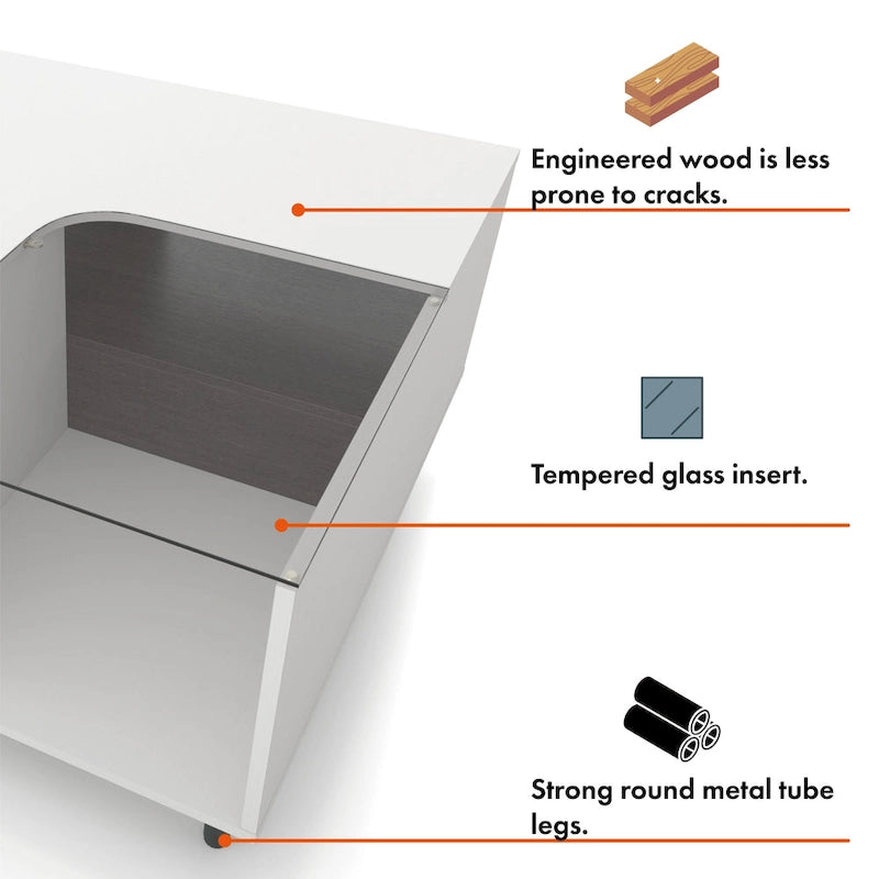 Table basse carrée moderne DH BASIC avec éclairage LED 16 couleurs, étagère et tiroir par Denhour