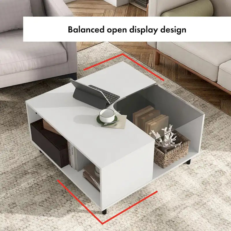 Table basse carrée moderne DH BASIC avec éclairage LED 16 couleurs, étagère et tiroir par Denhour