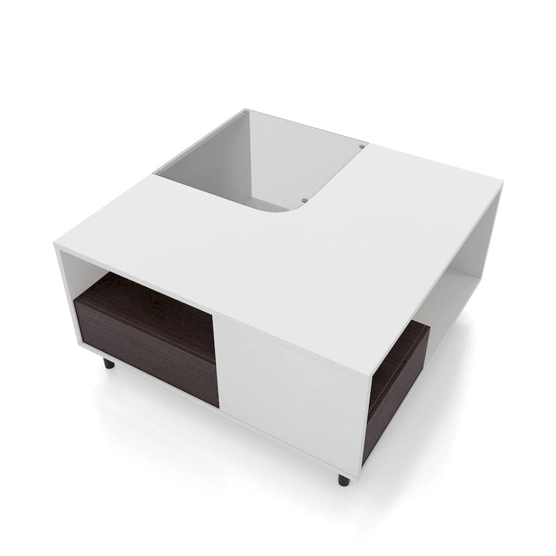 Table basse carrée moderne DH BASIC avec éclairage LED 16 couleurs, étagère et tiroir par Denhour