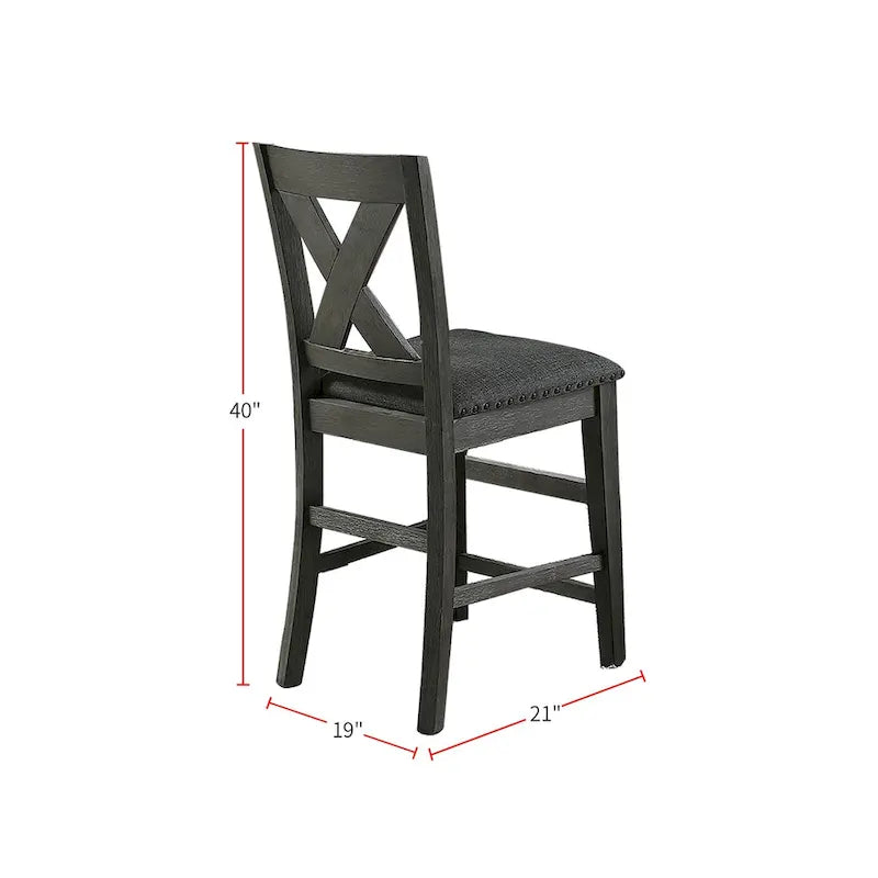 Chaises hautes de comptoir avec dossier en X, gris foncé