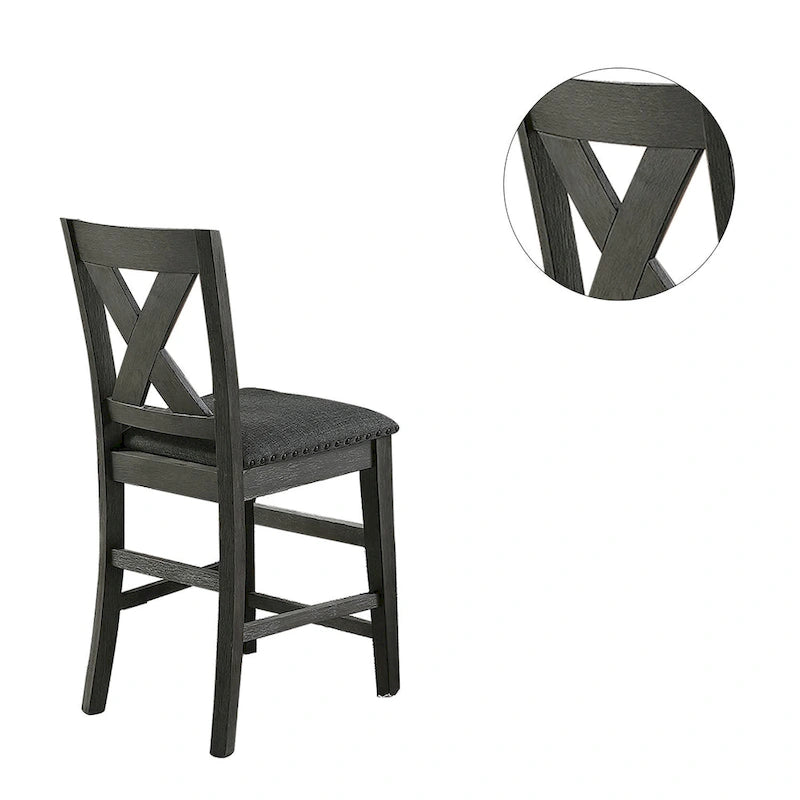 Chaises hautes de comptoir avec dossier en X, gris foncé