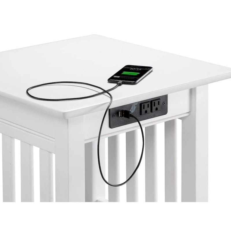 Table d'appoint Mission avec station de recharge – Blanc