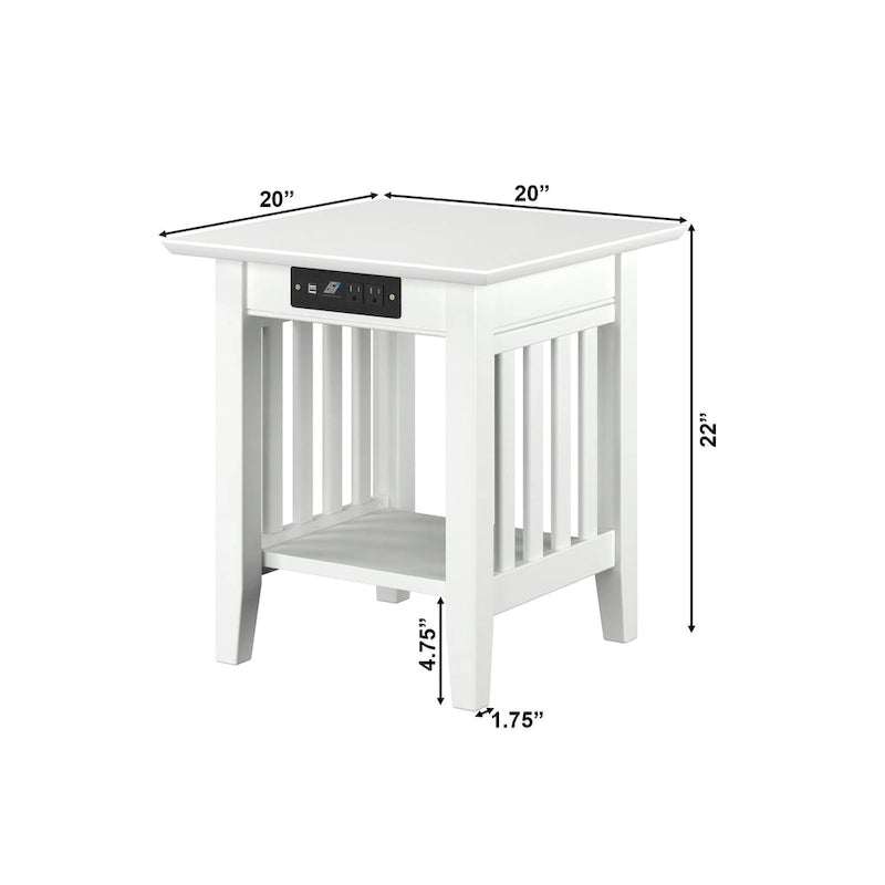 Table d'appoint Mission avec station de recharge – Blanc