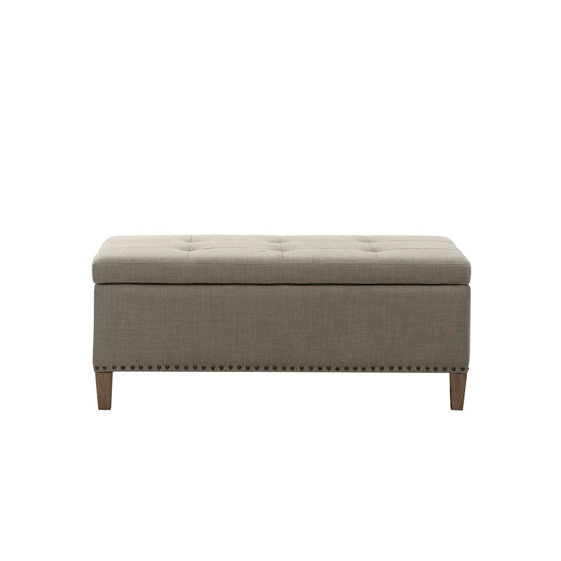 Banc de rangement Madison Park Tessa gris clair capitonné à fermeture amortie