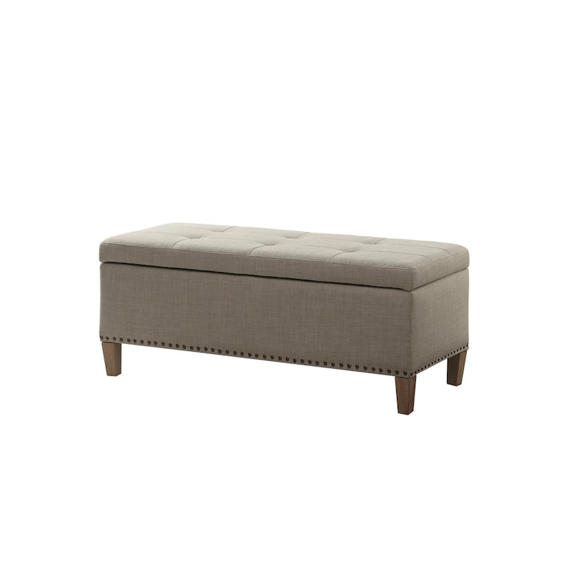Banc de rangement Madison Park Tessa gris clair capitonné à fermeture amortie