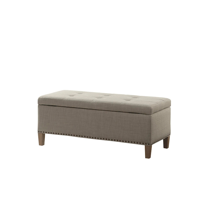Banc de rangement Madison Park Tessa gris clair capitonné à fermeture amortie