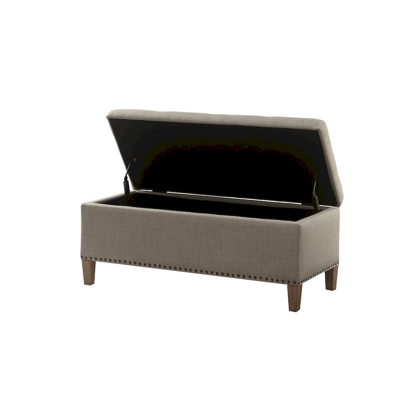 Banc de rangement Madison Park Tessa gris clair capitonné à fermeture amortie
