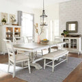 Ensemble de 6 pièces de table à tréteaux Whitney en lin antique et gris vieilli