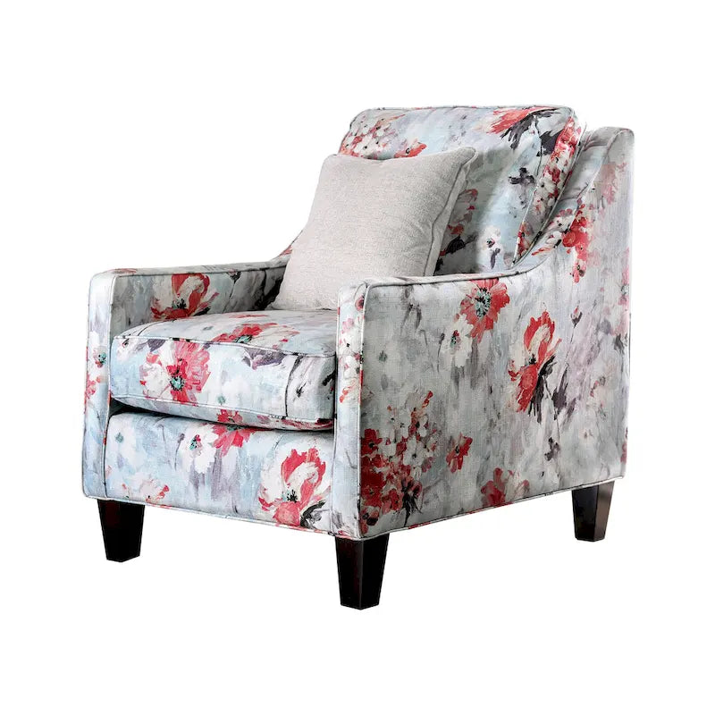 Chaise d'appoint Lilu en chenille et lin ivoire de Furniture of America