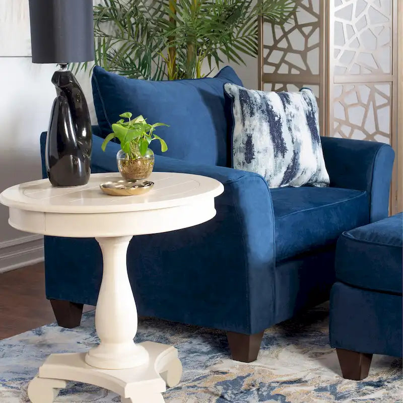 Fauteuil en tissu à dossier moelleux Roundhill Furniture Camero, bleu marine