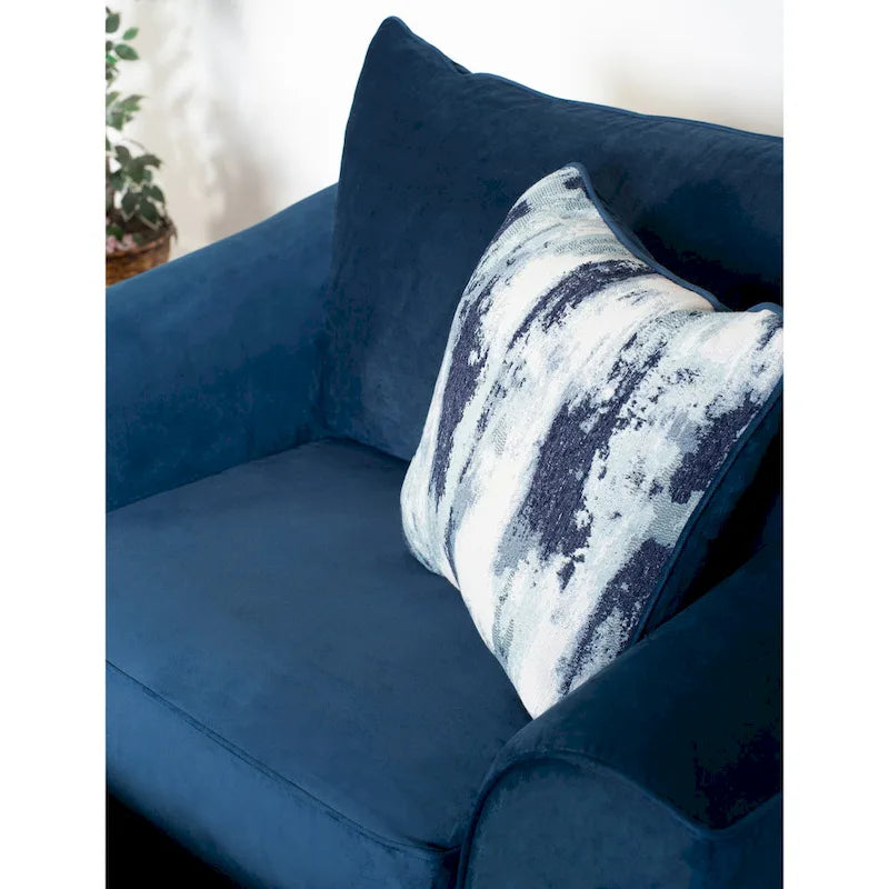 Fauteuil en tissu à dossier moelleux Roundhill Furniture Camero, bleu marine