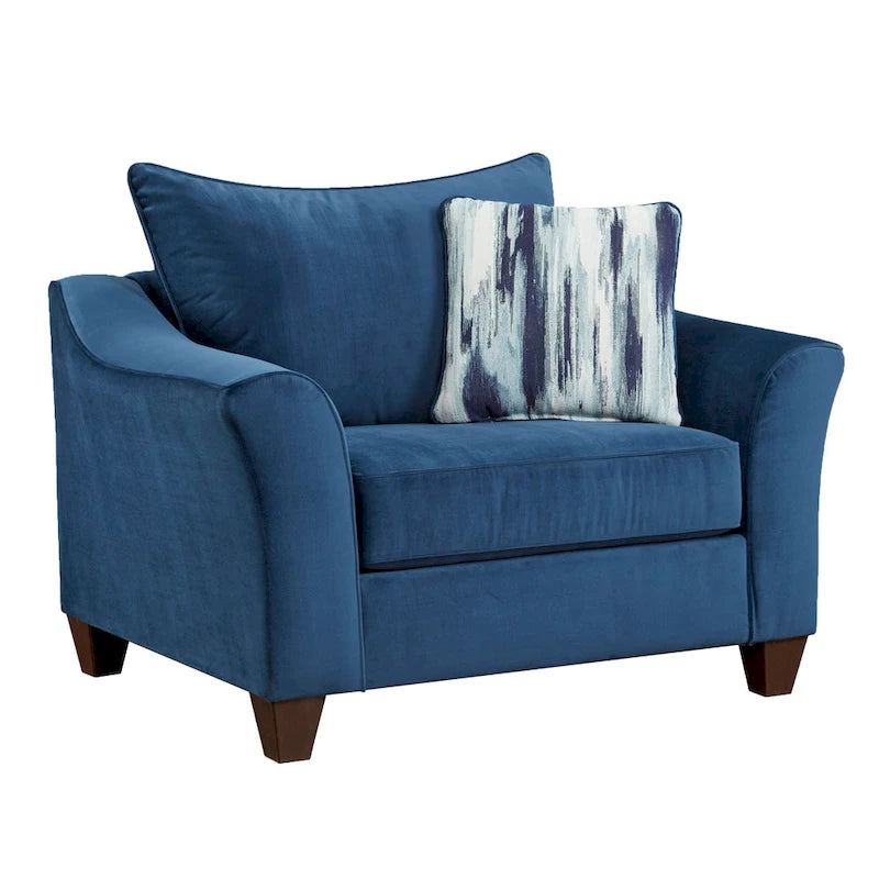 Fauteuil en tissu à dossier moelleux Roundhill Furniture Camero, bleu marine