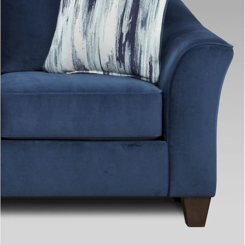 Fauteuil en tissu à dossier moelleux Roundhill Furniture Camero, bleu marine