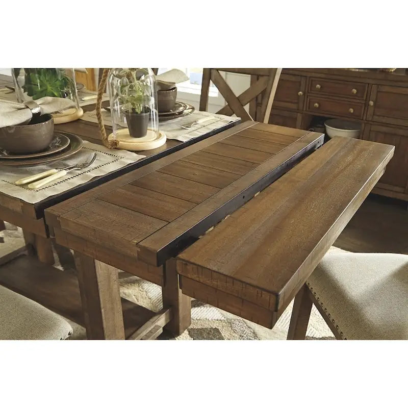 Table à rallonges hauteur comptoir Moriville - Marron grisé - 36 L x 86 P x 36 H