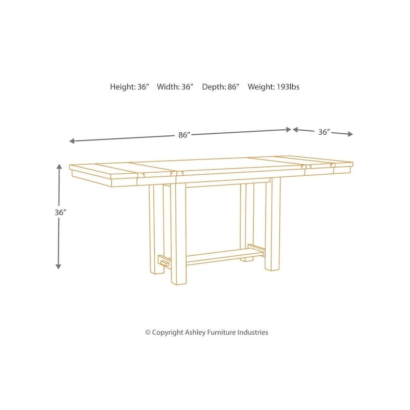 Table à rallonges hauteur comptoir Moriville - Marron grisé - 36 L x 86 P x 36 H