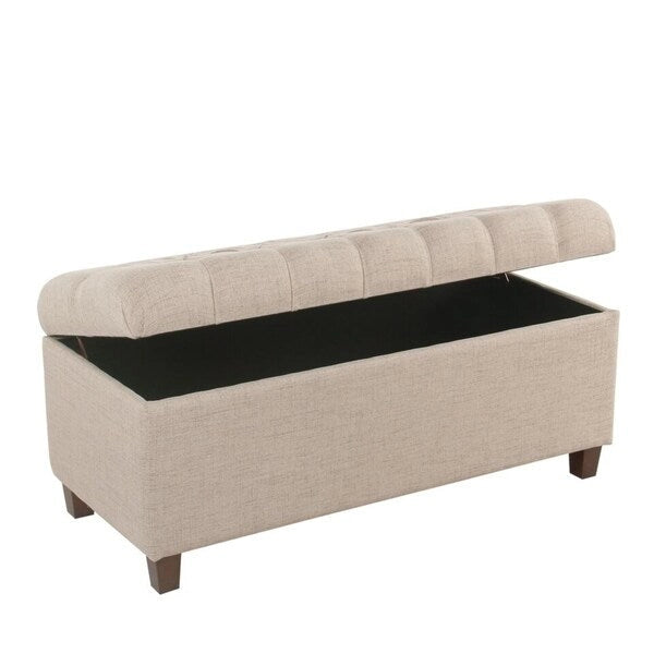 Banc de rangement capitonné en tissu Muir Tan Copper Grove