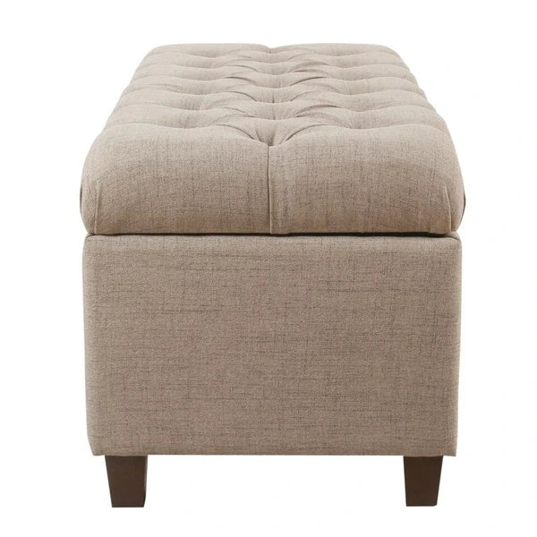 Banc de rangement capitonné en tissu Muir Tan Copper Grove