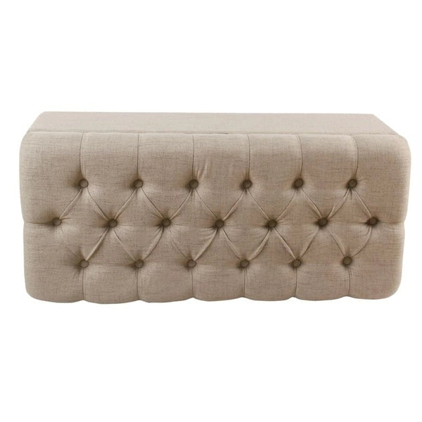 Banc de rangement capitonné en tissu Muir Tan Copper Grove