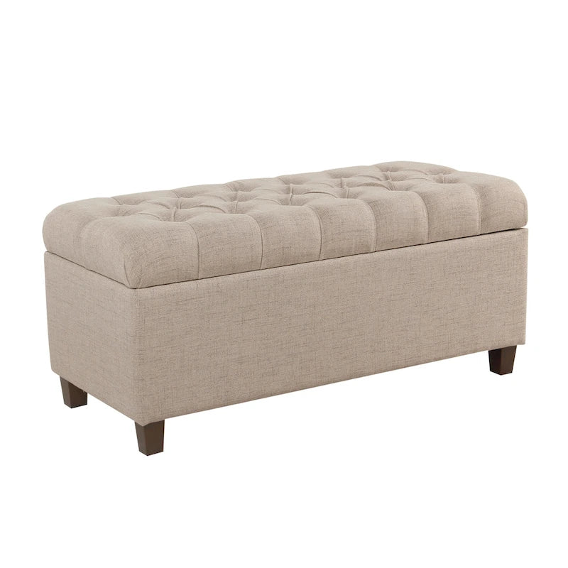 Banc de rangement capitonné en tissu Muir Tan Copper Grove