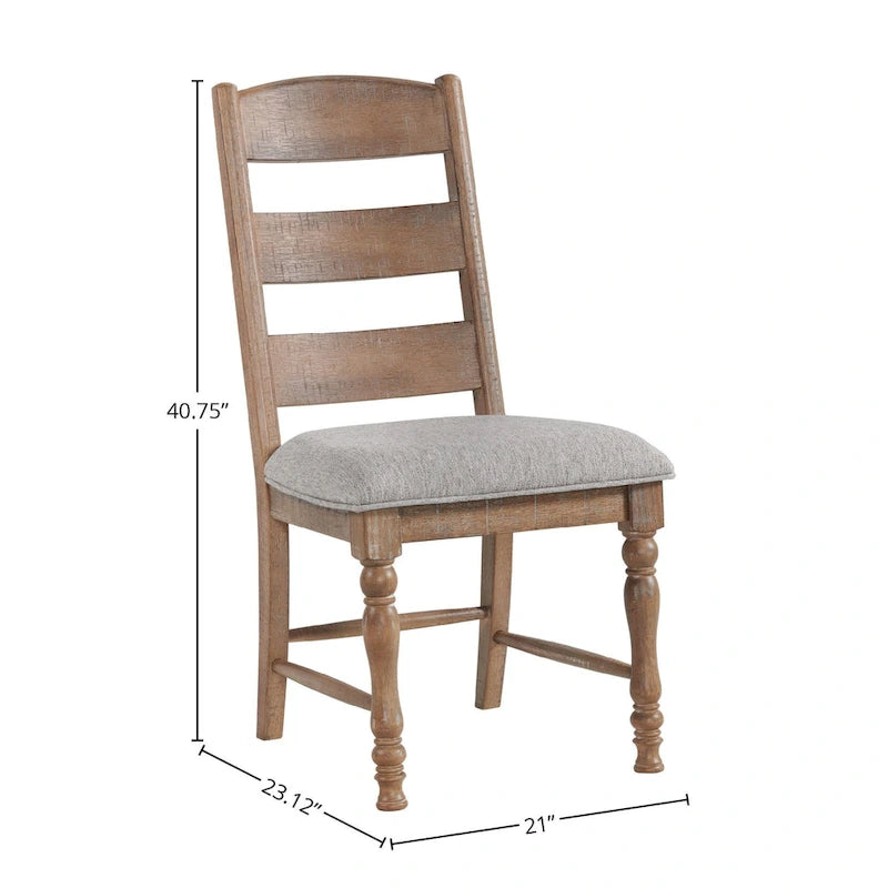 Chaise d'appoint Highland, dossier échelle avec assise rembourrée (Lot de 2)
