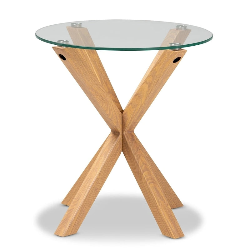 Table d'appoint Carson Carrington Bakaroby en verre et bois avec finition
