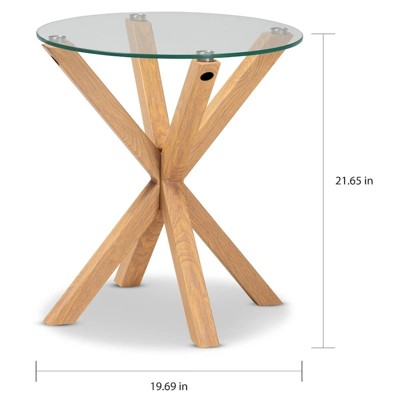 Table d'appoint Carson Carrington Bakaroby en verre et bois avec finition