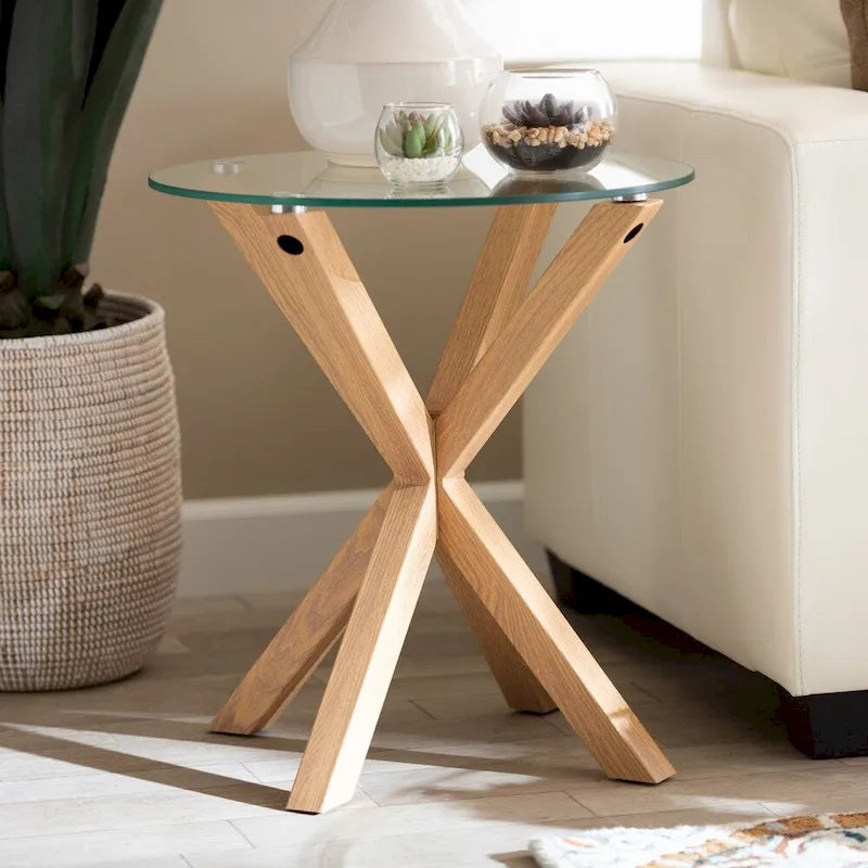 Table d'appoint Carson Carrington Bakaroby en verre et bois avec finition