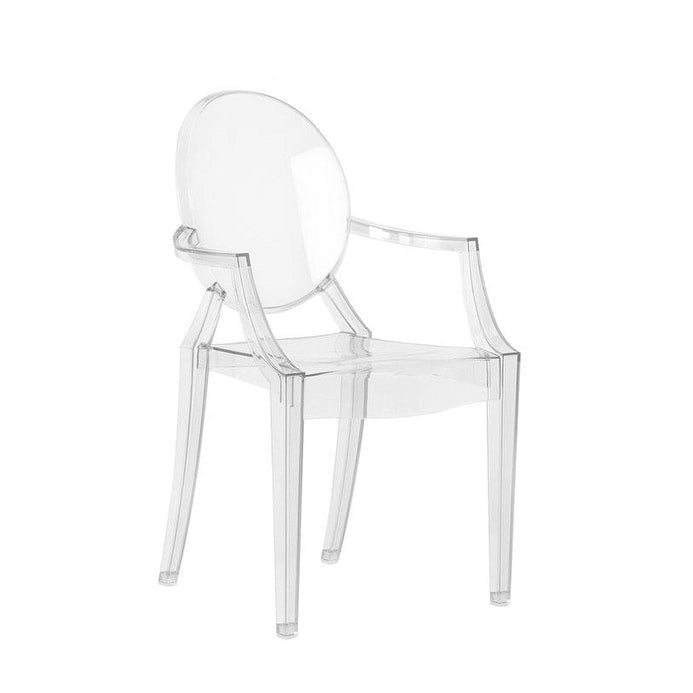 Chaise transparente en acrylique clair avec accoudoirs