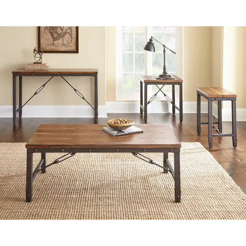 Console industrielle Steve Silver Gatling en bois naturel