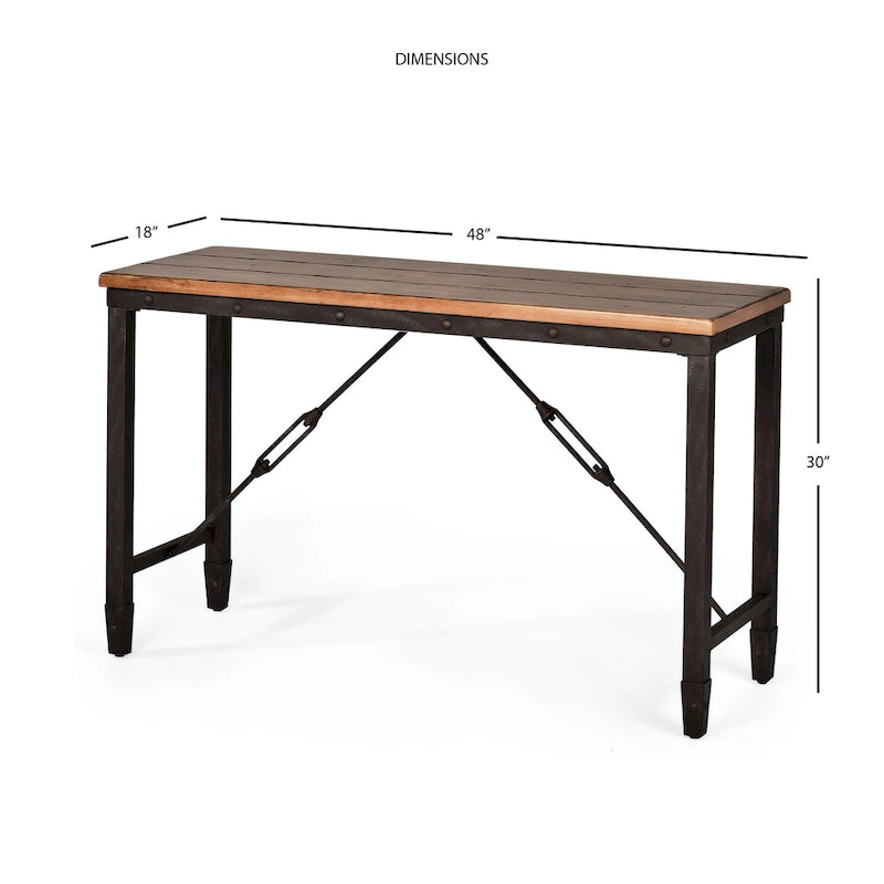 Console industrielle Steve Silver Gatling en bois naturel