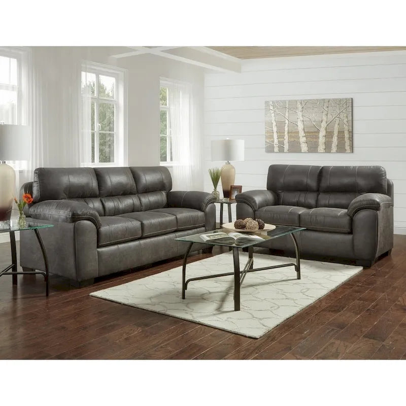 Ensemble de canapé 4 pièces Tirana de Roundhill Furniture, en tissu contemporain, avec accoudoirs et coussins moelleux, couleur frêne séquoia