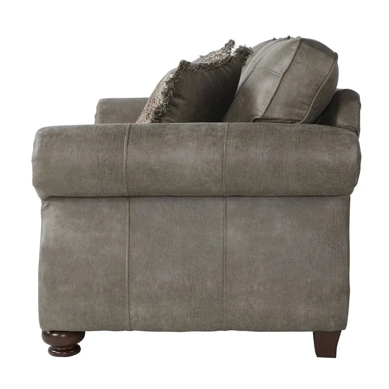 Causeuse Roundhill Furniture Leinster en similicuir gris pierre avec clous décoratifs