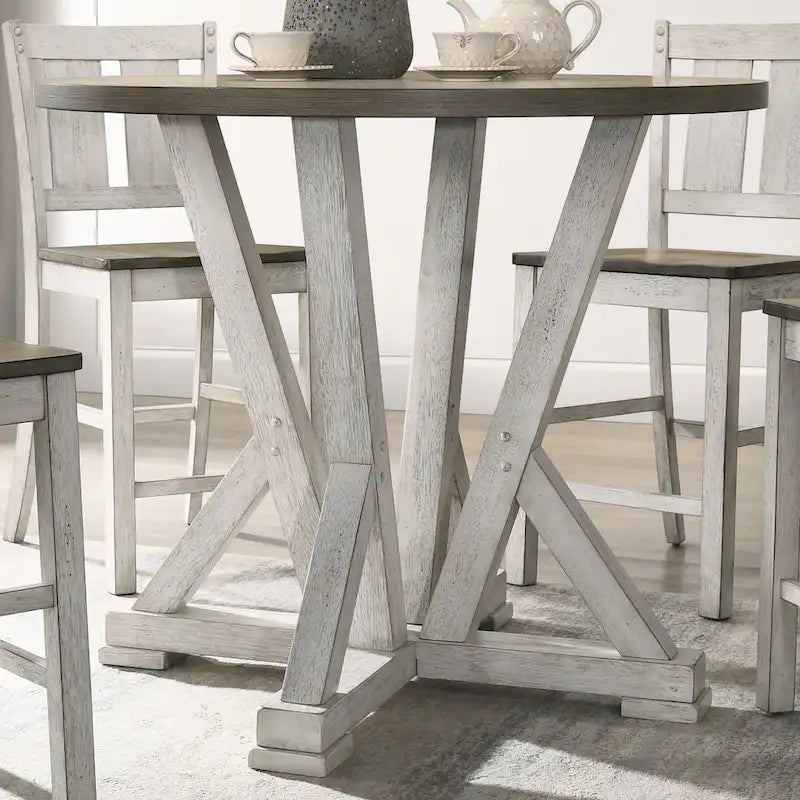 Table ronde Theile Ash Brown de 48 pouces de hauteur comptoir par Furniture of America