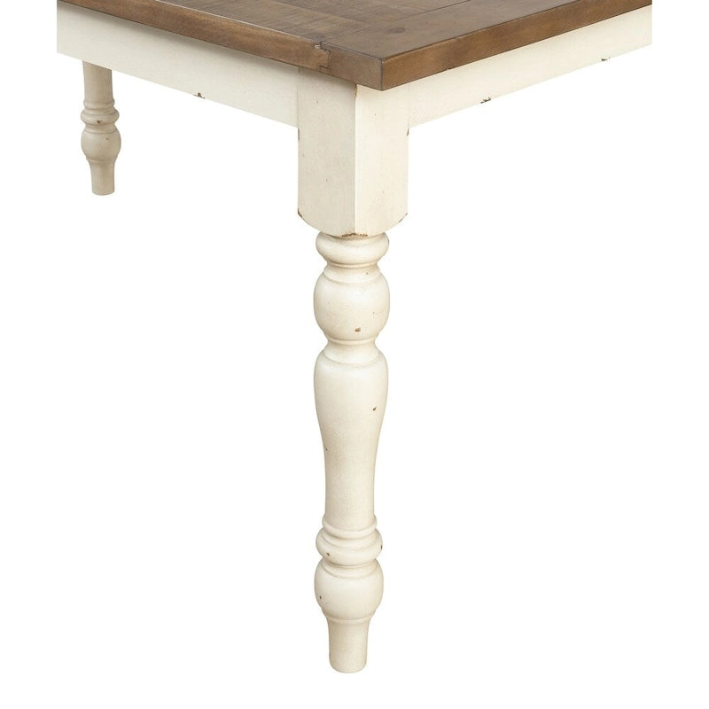 Ensemble de salle à manger 5 pièces Prato de Roundhill Furniture avec table et chaises à dossier croisé, blanc antique et chêne vieilli