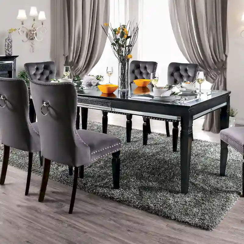  Amann Contemporary Black 84-inch Glass Top Dining Table
