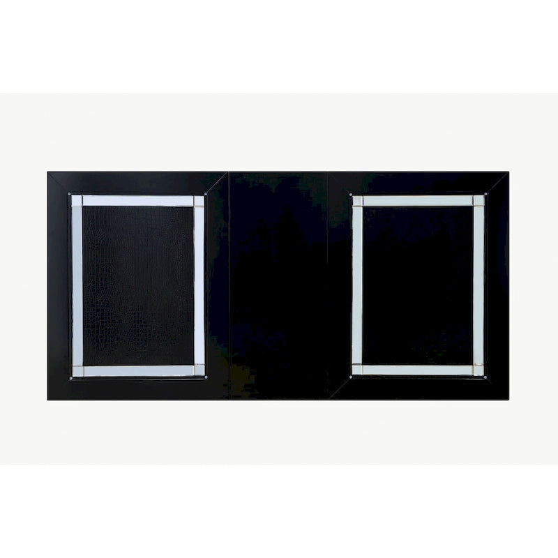 Table à manger contemporaine noire avec plateau en verre de 213 cm