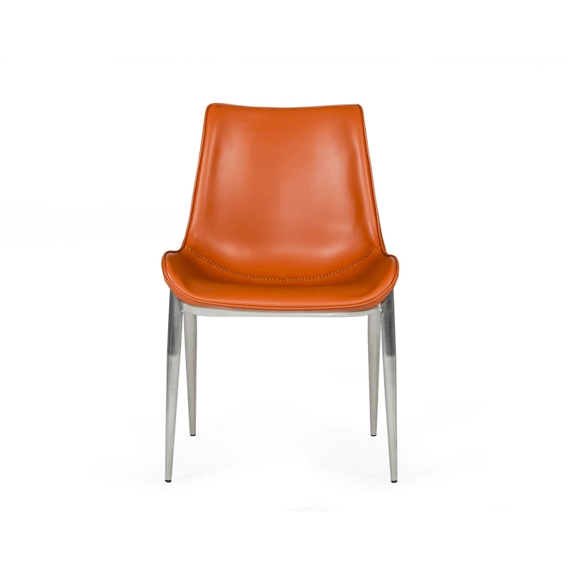 Chaise de salle à manger moderne Modrest Holt en éco-cuir cognac (lot de 2)