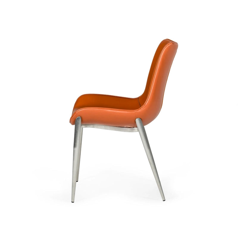 Chaise de salle à manger moderne Modrest Holt en éco-cuir cognac (lot de 2)