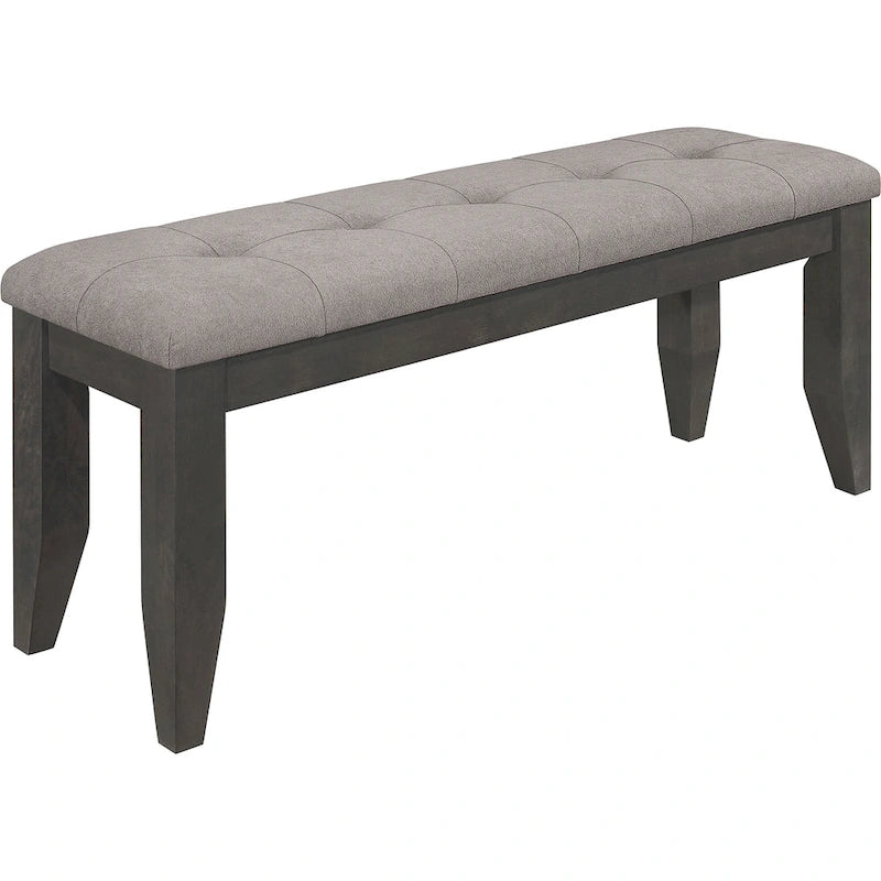 Banquette de salle à manger tendance en bois et tissu capitonné gris