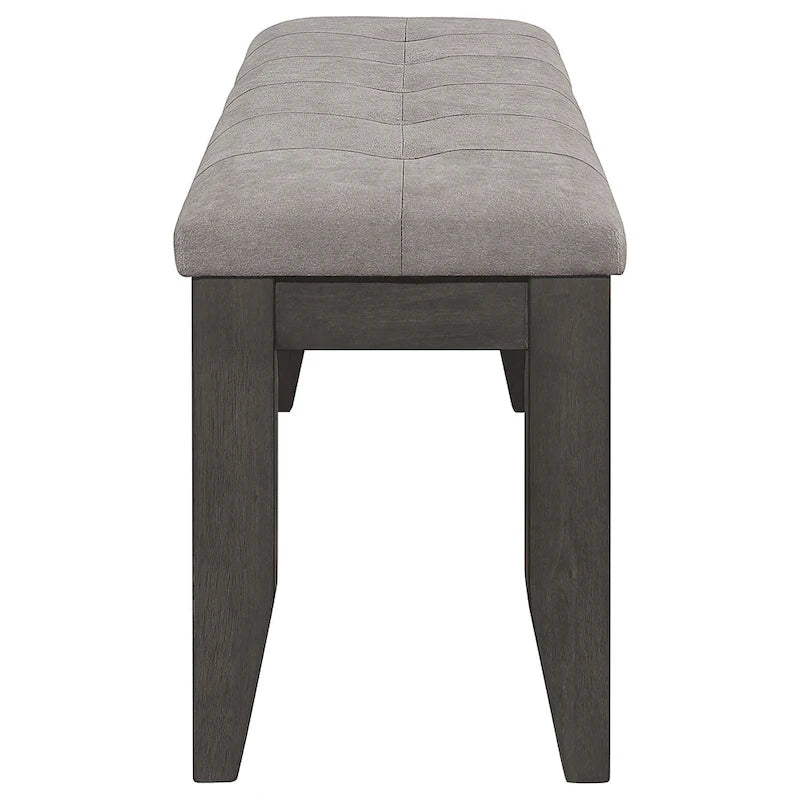 Banquette de salle à manger tendance en bois et tissu capitonné gris
