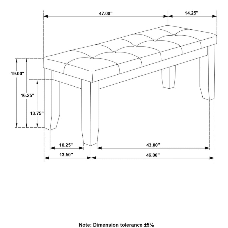 Banquette de salle à manger tendance en bois et tissu capitonné gris