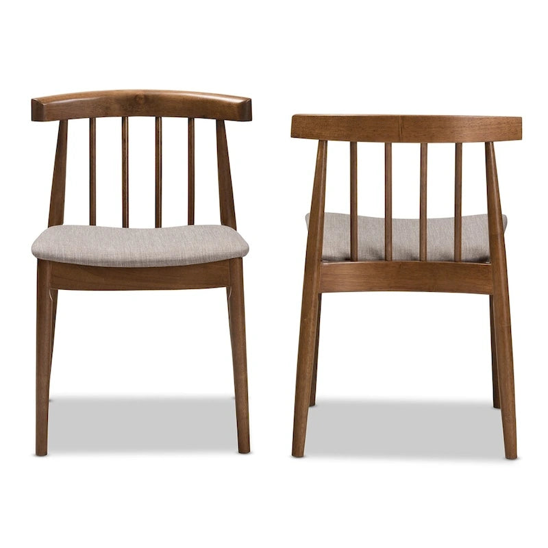 Ensemble de chaises de salle à manger en tissu beige Mid-Century par Baxton Studio