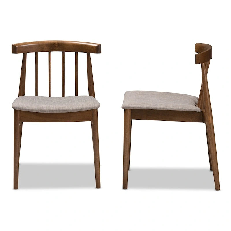 Ensemble de chaises de salle à manger en tissu beige Mid-Century par Baxton Studio