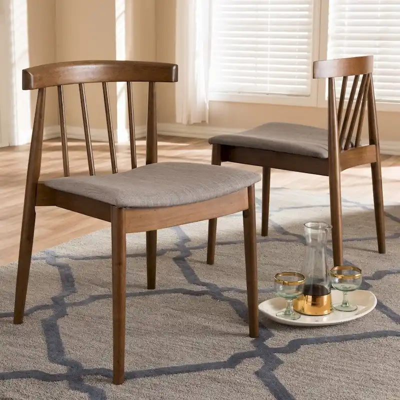 Ensemble de chaises de salle à manger en tissu beige Mid-Century par Baxton Studio