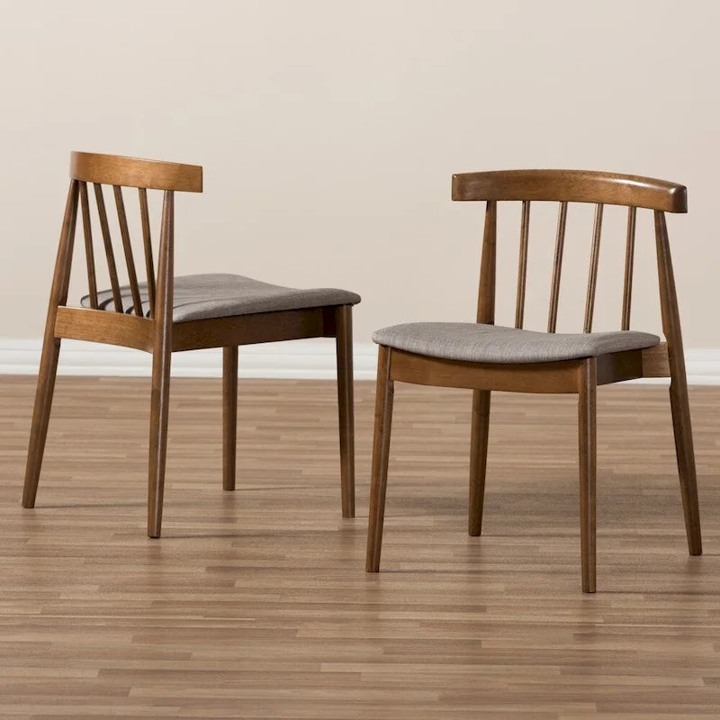 Ensemble de chaises de salle à manger en tissu beige Mid-Century par Baxton Studio