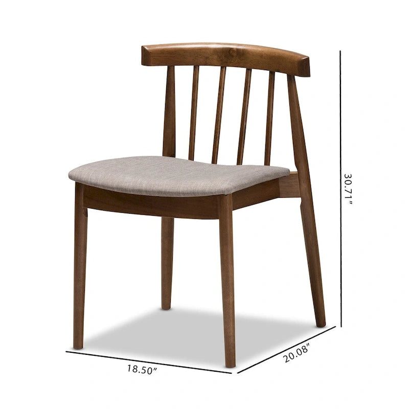 Ensemble de chaises de salle à manger en tissu beige Mid-Century par Baxton Studio