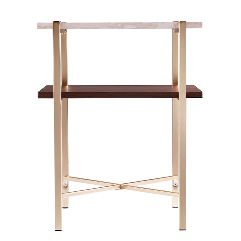 Table d'appoint carrée en faux marbre Aldea de SEI Furniture avec rangement