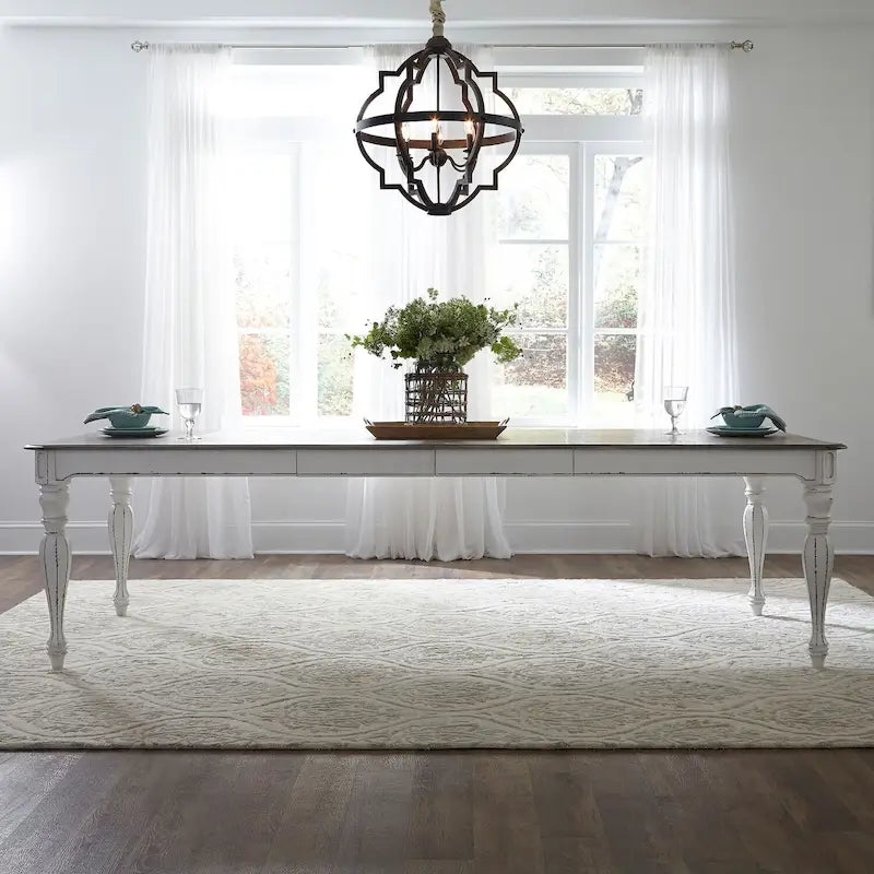 Table à pieds rectangulaire Magnolia Manor Antique White Weathered Bark - Blanc antique